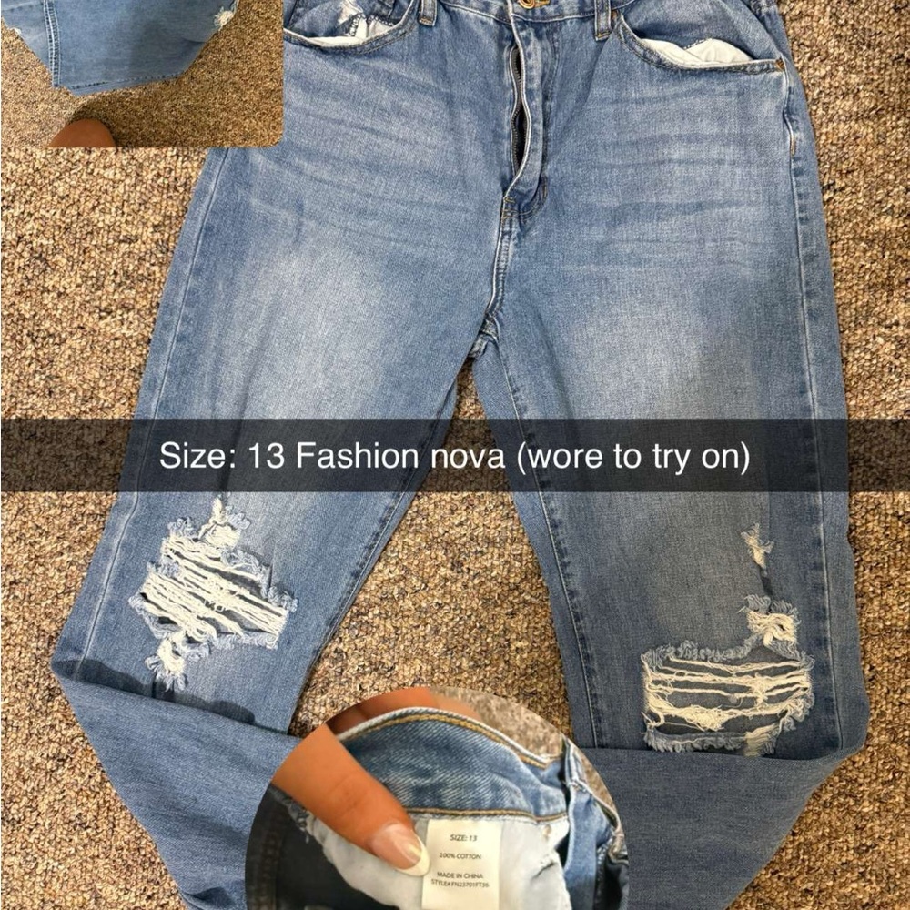 Fashion Nova Light Blue Distressed Jeans